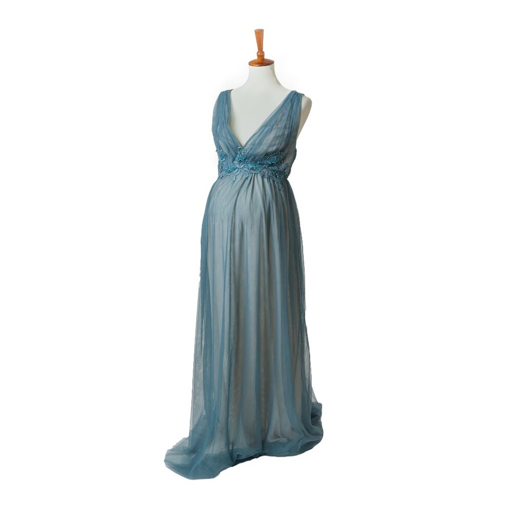 Little Mistress Maternity Gown – Size 10 (Blue & Lace)